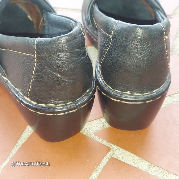 BOC BORN Clogs Womens 7 Black Leather Slip On Comfort Shoes - Picture 11 of 13